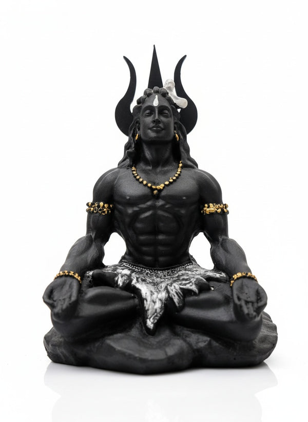 Mahayogi Shiva Murti, 8.89 cm Height, Black, hindu religious statue of mahayogi for home decor, gift and car dashboard